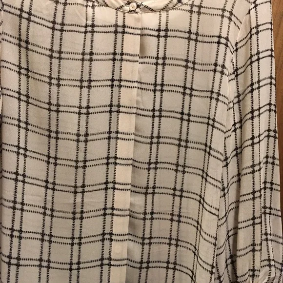 LOFT Cream and Black Plaid Blouse - Picture 3 of 6